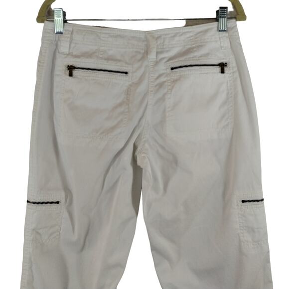 F Michael Kors Women's White Y2K Zippered Roll Up Tab Cargo Utility Pants Size 2 - Picture 7 of 13